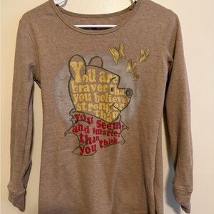 Disney Brown Long Sleeve Shirt with Motivational Print